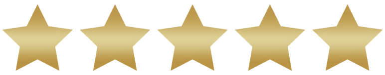 Five red stars are lined up in a row on a white background.