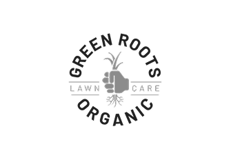 Logo featuring a hand clutching grass with roots, surrounded by the text 