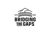 Logo with a mountain silhouette above a bridge, text 