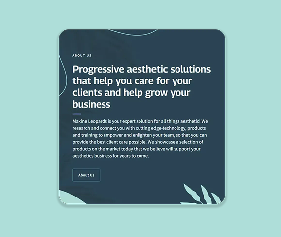 About Us card for