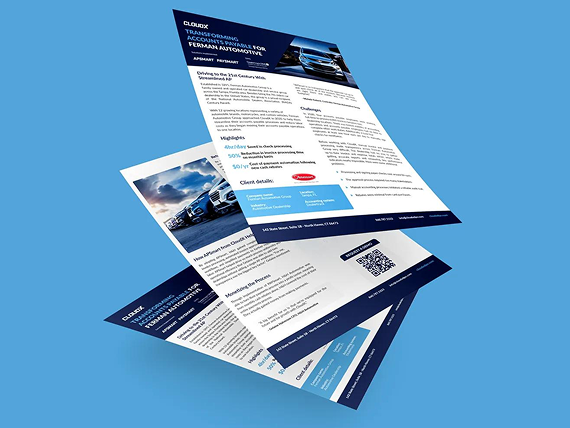 Three stacked marketing flyers for an automotive service