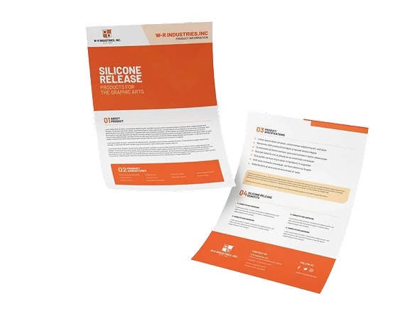 Two sheets of product information paper for Silicone Release