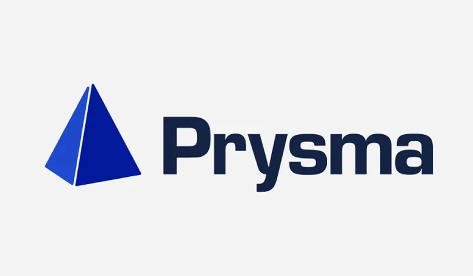 A dark blue pyramid icon sits to the left of the word