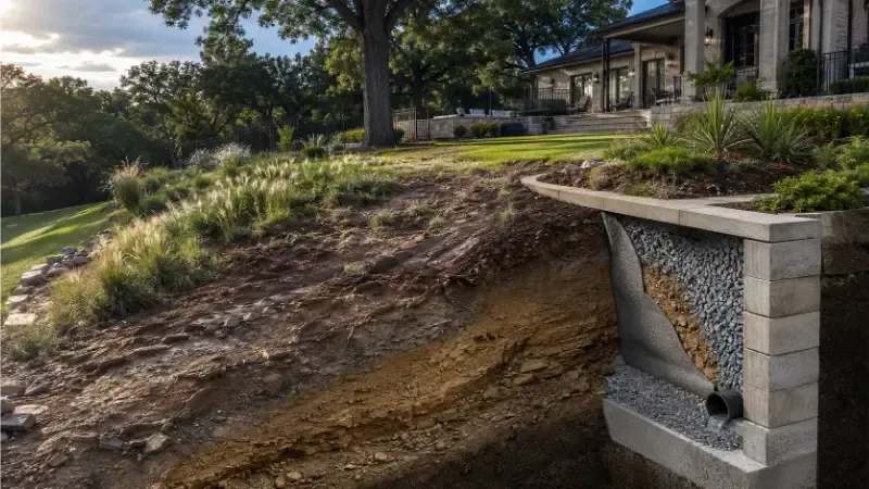 Visible Soil Erosion on Sloped Areas