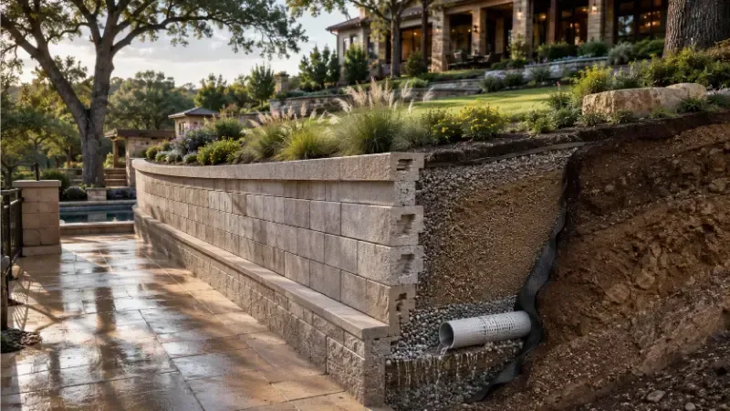 slowly eroding retaining wall and soil