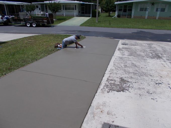 concrete driveway installation in progress