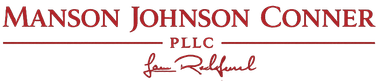 Manson Johnson Conner PLLC logo with red text and signature on a white background