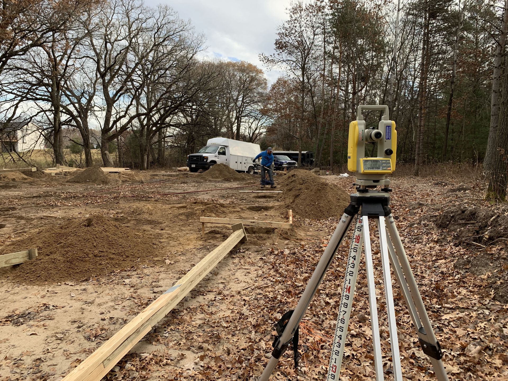 pole building foundation excavated auger holes dig grade equipment