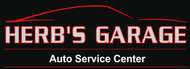 Herb's Garage Auto Service Center logo with red car outline on black background