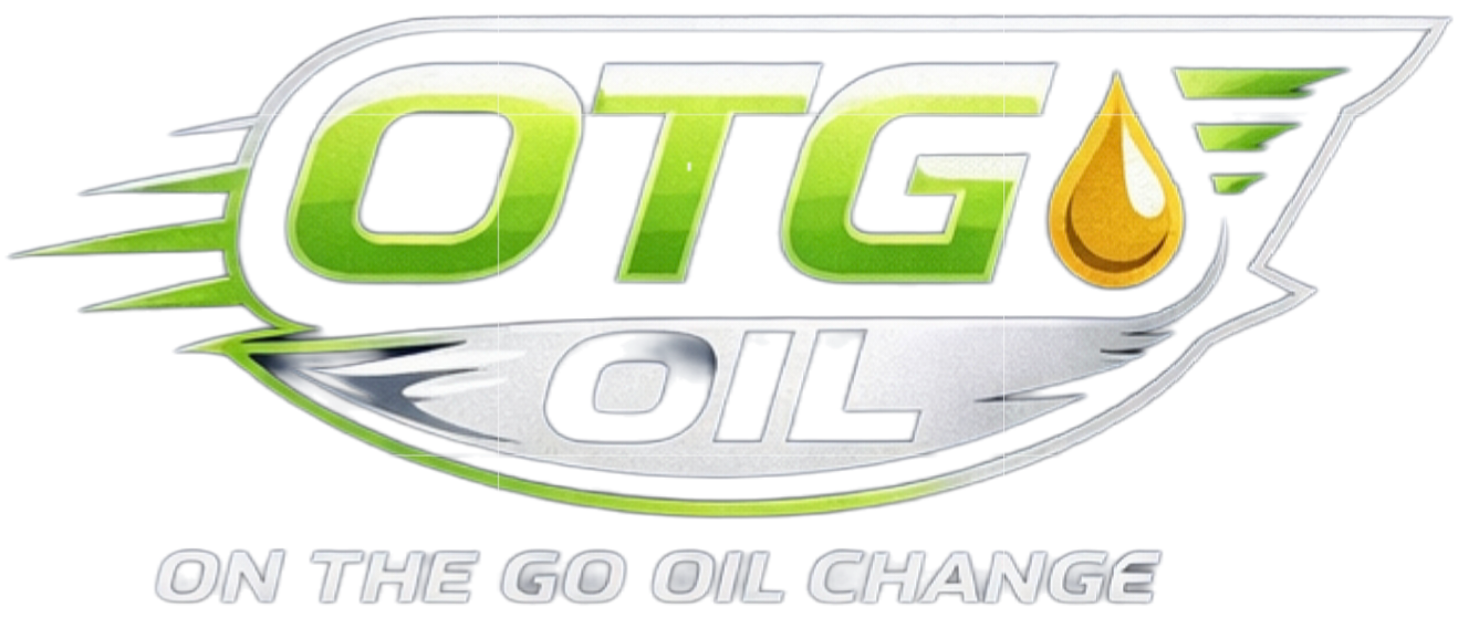 OTG Oil logo with green and silver text and a gold oil drop, “On the Go Oil Change” tagline