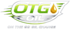 OTG Oil logo with green and silver text and a gold oil drop, &ldquo;On the Go Oil Change&rdquo; tagline