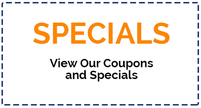 A coupon that says `` specials view our coupons and specials ''
