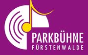 Parkbühne Fürstenwalde – Live. Lokal. Für Alle. Logo der Parkbühne Fürstenwalde, mit einer gelben Musiknote auf violettem Hintergrund.