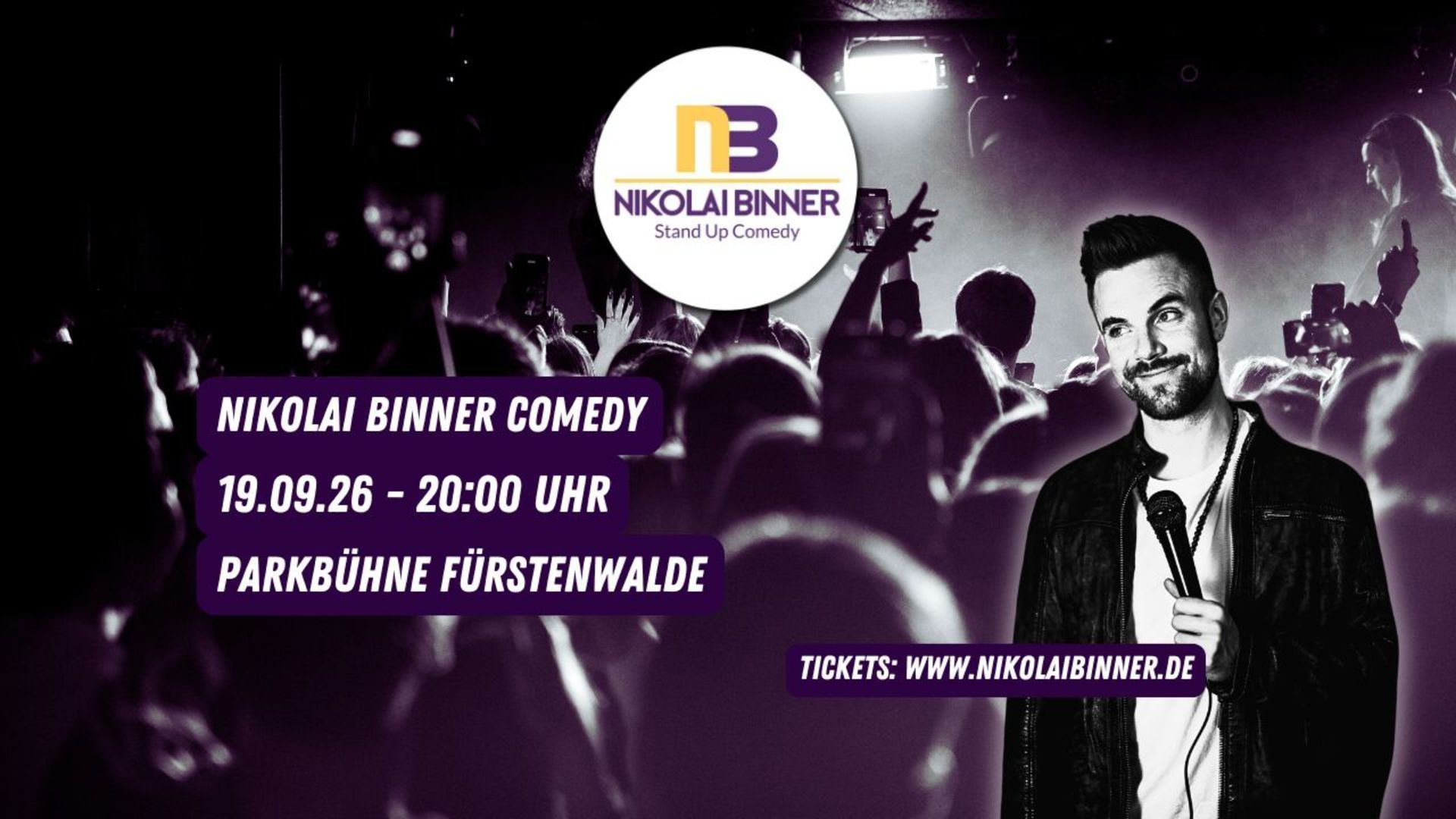 Nikolai Binner Standup Comedy am 19.09.2026 auf der Parkbühne Fürstenwalde