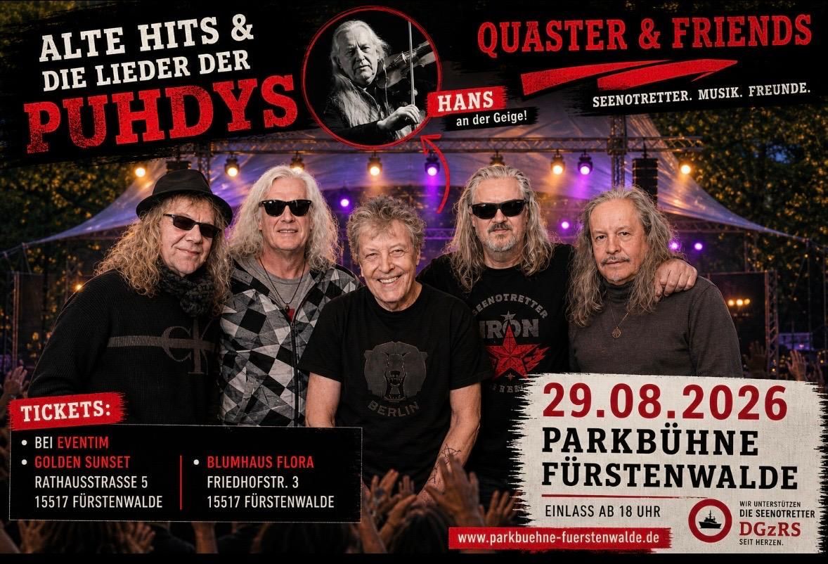 Alte Lieder & Hits der PUHDYS am 29.08.2026 auf der Parkbühne Fürstenwalde Alte Lieder & Hits der PUHDYS am 29.08.2026 auf der Parkbühne Fürstenwalde