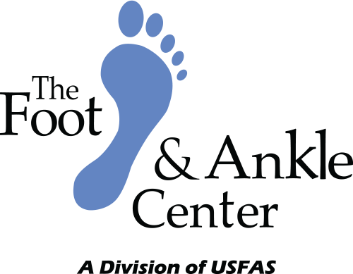 Blue foot outline next to text
