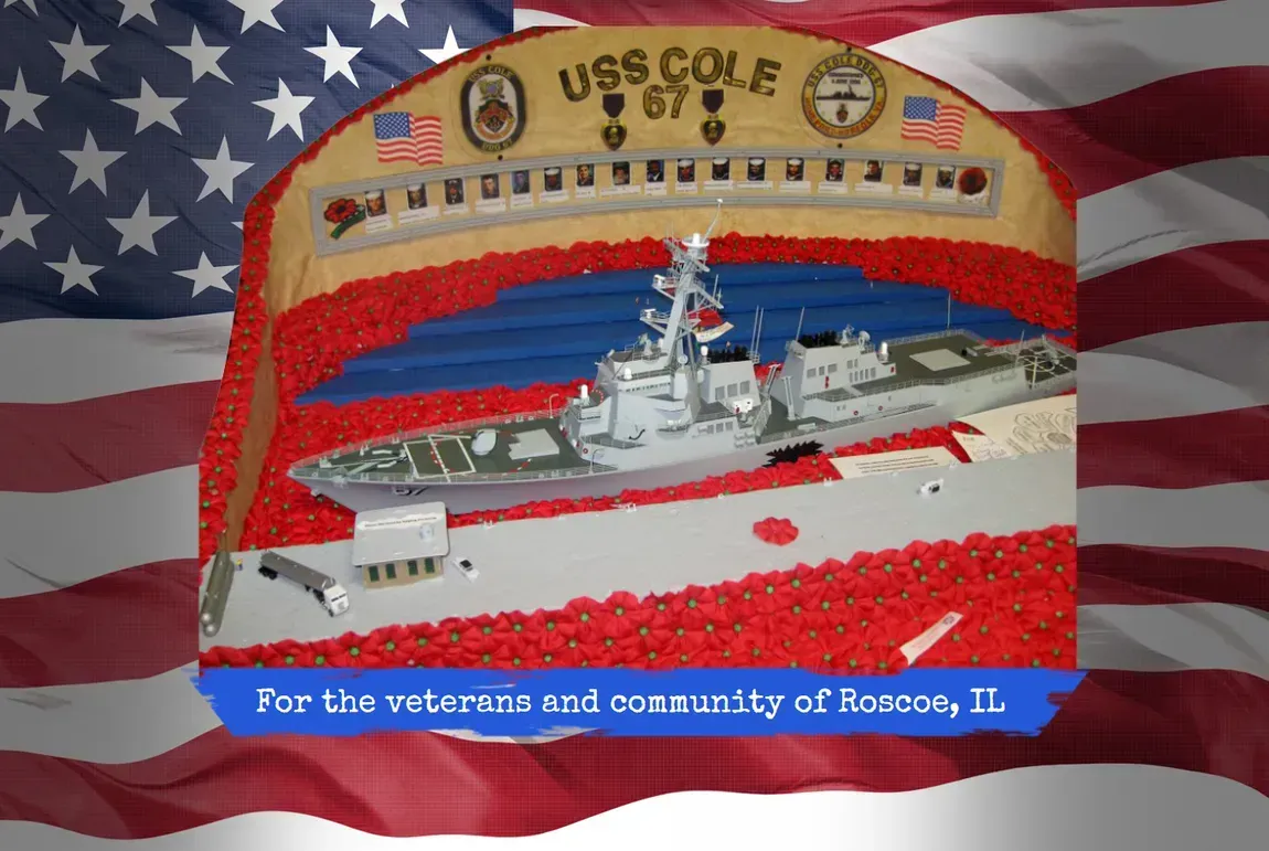 US Flag with USS Cole on it