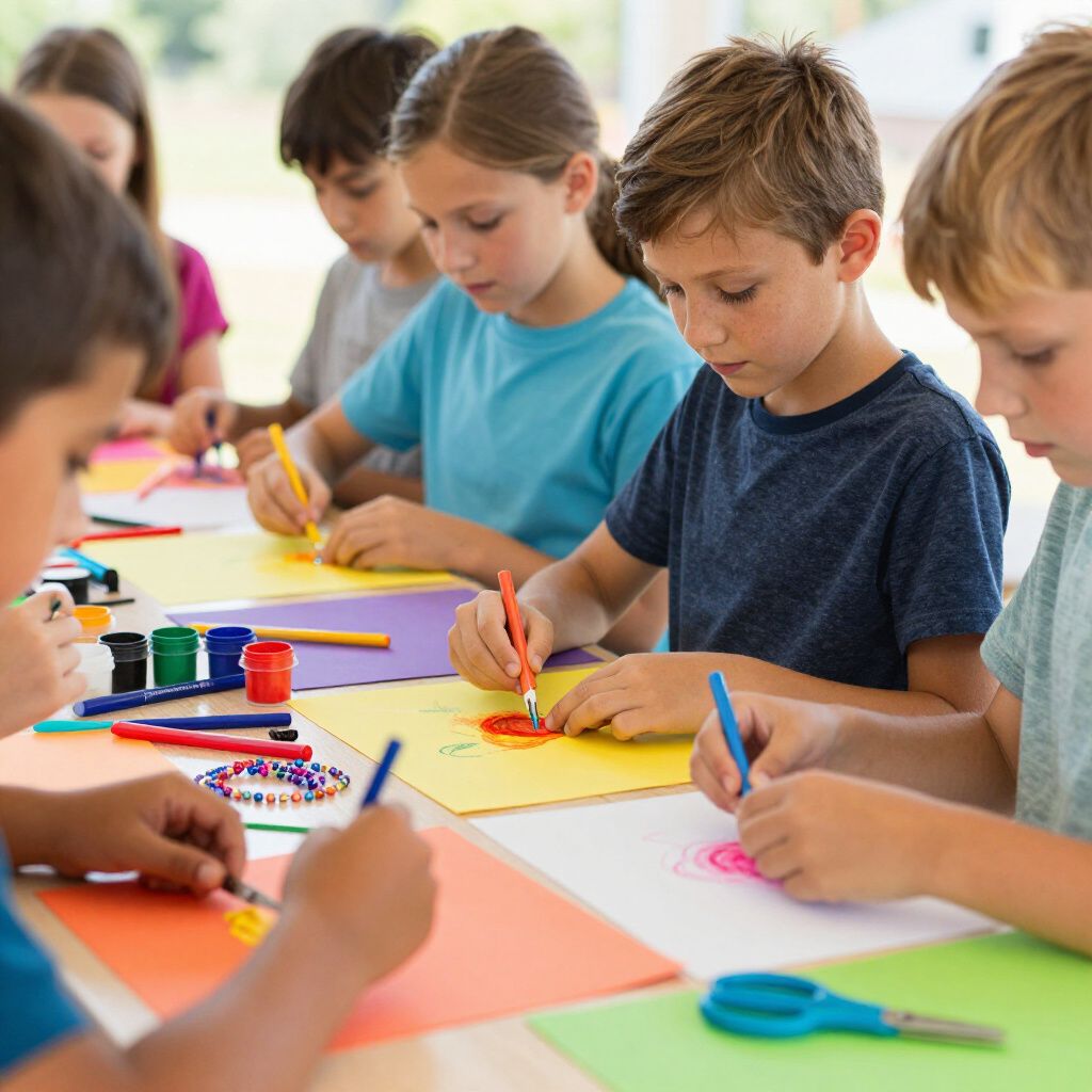 Children doing arts and crafts at Funfinity Summer Camp