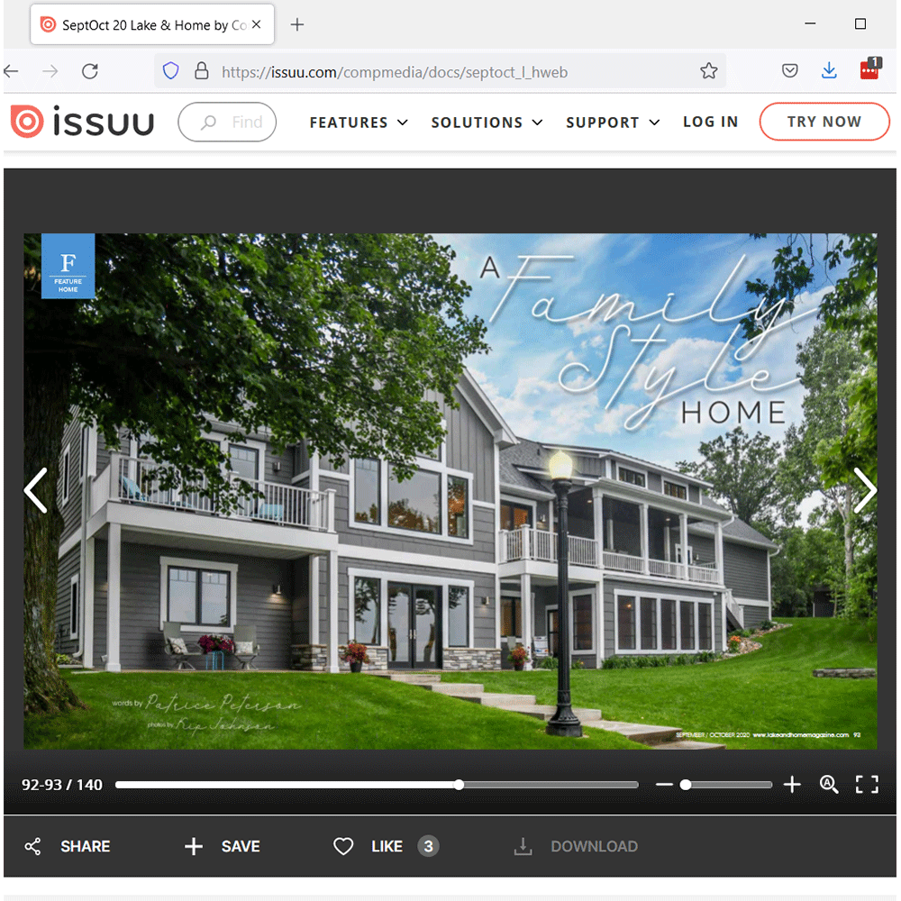 A modern gray house with a lush green lawn, text overlay reads 