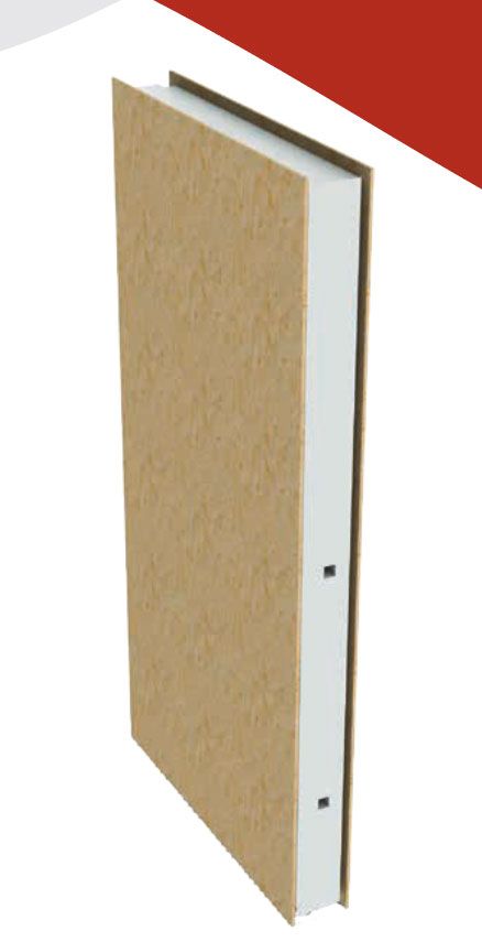 Brown and white wall panel with insulation.