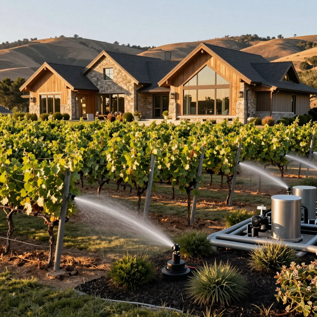 Vineyard property with wildfire defense infrastructure