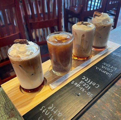 Iced Coffee Flight at TJs Burritos
