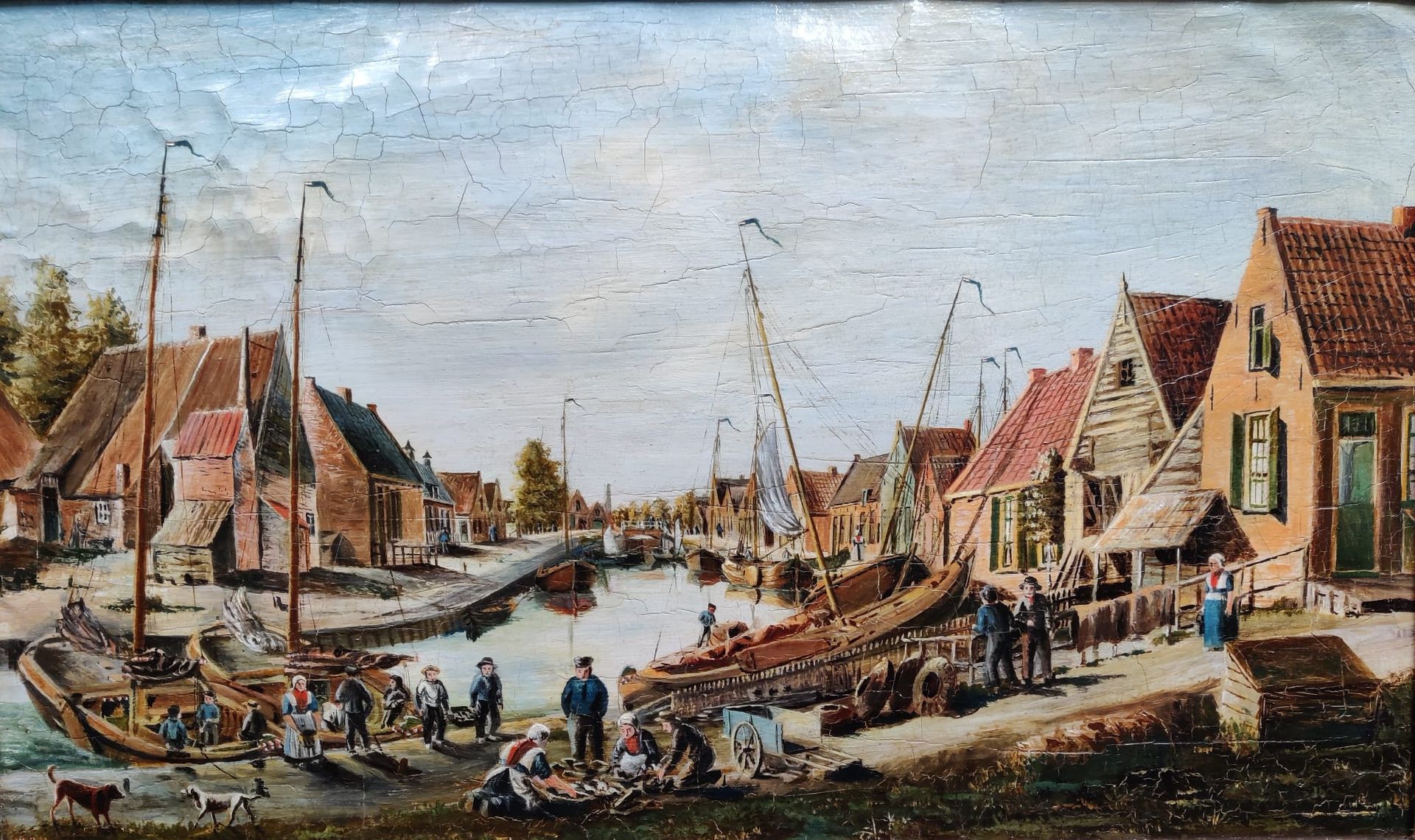 Een van de Hendrik Willem Nieuwboer. Dit is waarschijnlijk het vroegere werk van de twee. De craquelé zijn erop goed zichtbaar.