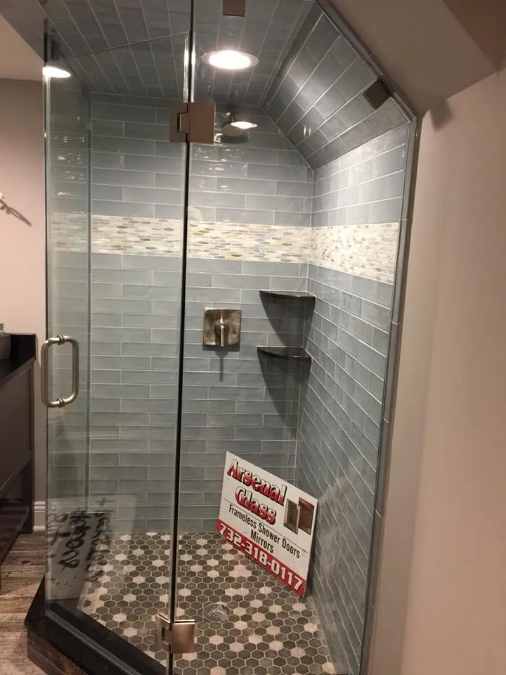 Frameless glass shower doors, Arsenal Glass, Linden, NJ.