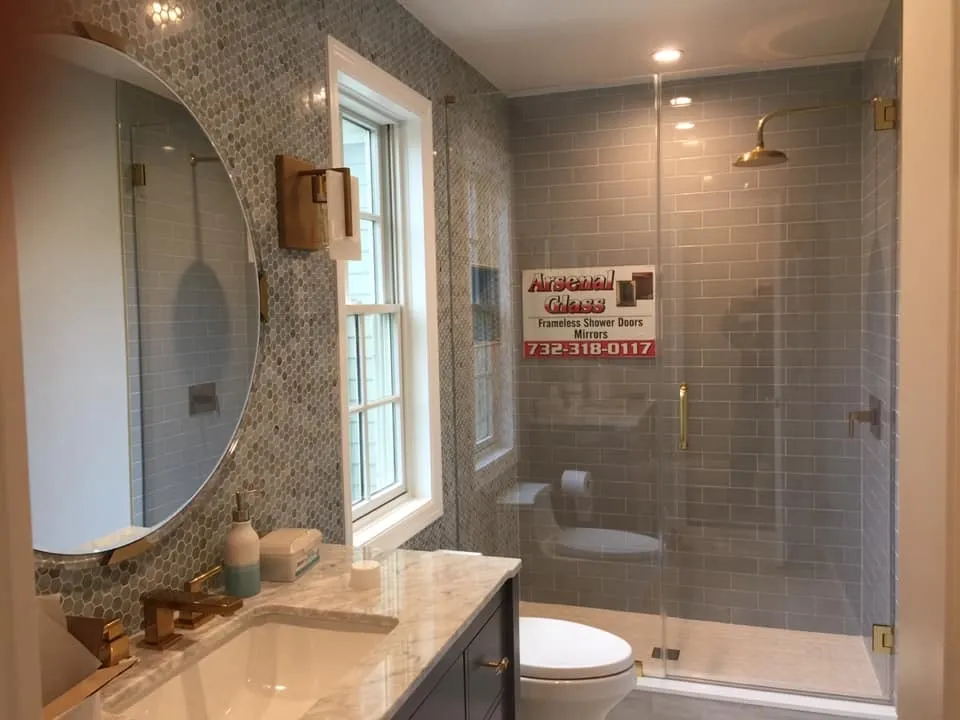 Frameless glass shower doors, Arsenal Glass, Linden, NJ.