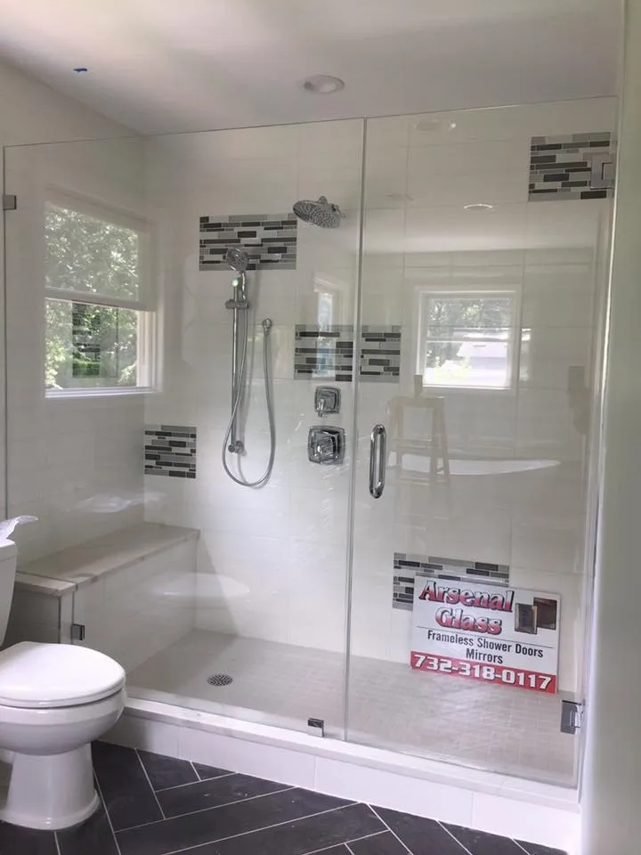 Frameless glass shower doors, Arsenal Glass, Linden, NJ.