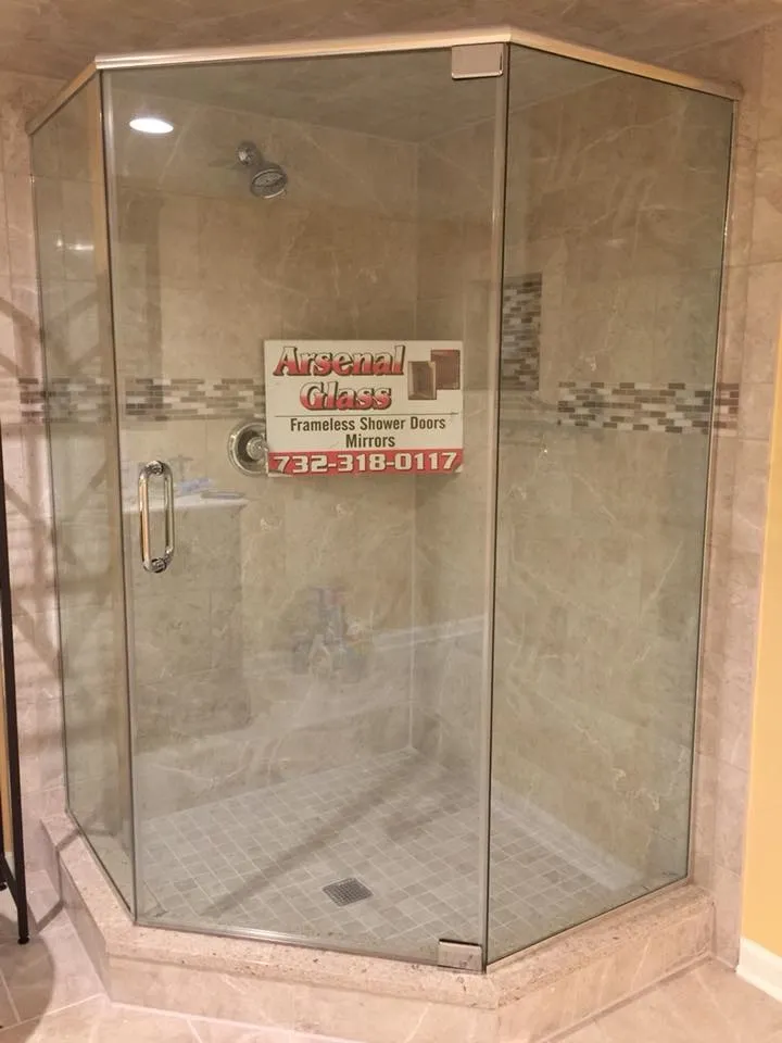 Frameless glass shower doors, Arsenal Glass, Linden, NJ.