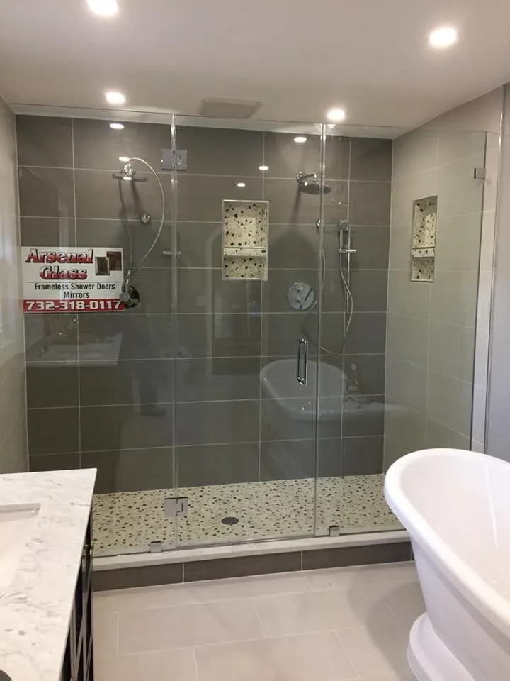 Frameless glass shower doors, Arsenal Glass, Linden, NJ.