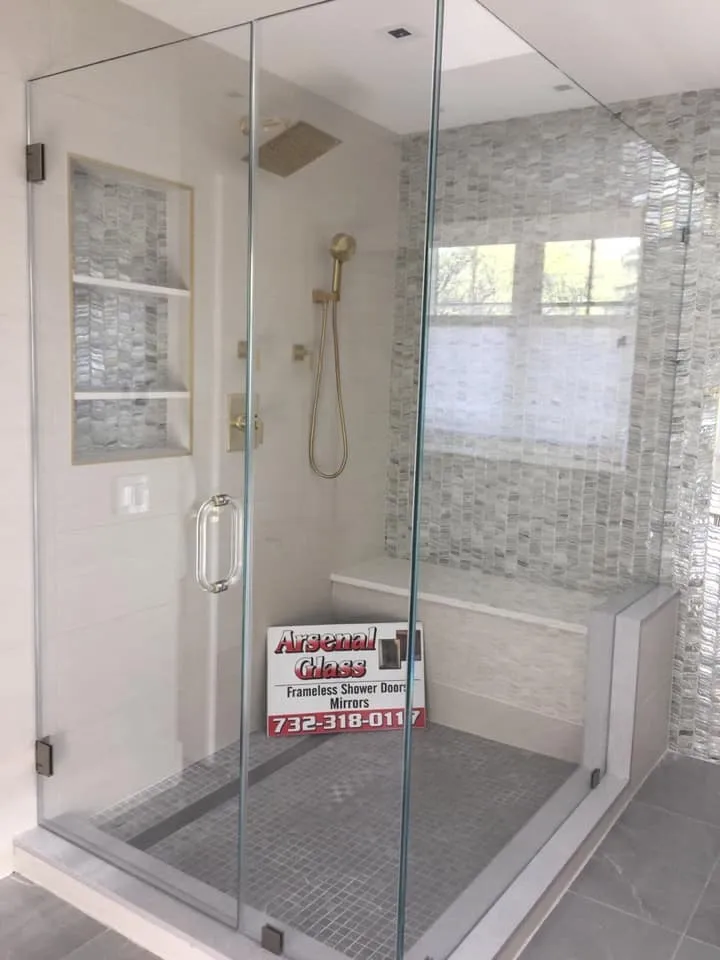 Frameless glass shower doors, Arsenal Glass, Linden, NJ.