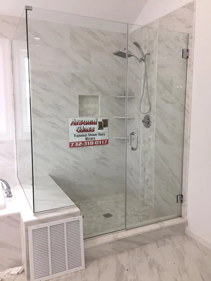 Frameless glass shower doors, Arsenal Glass, Linden, NJ.