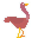 red long-necked bird pedestrian bird sprite