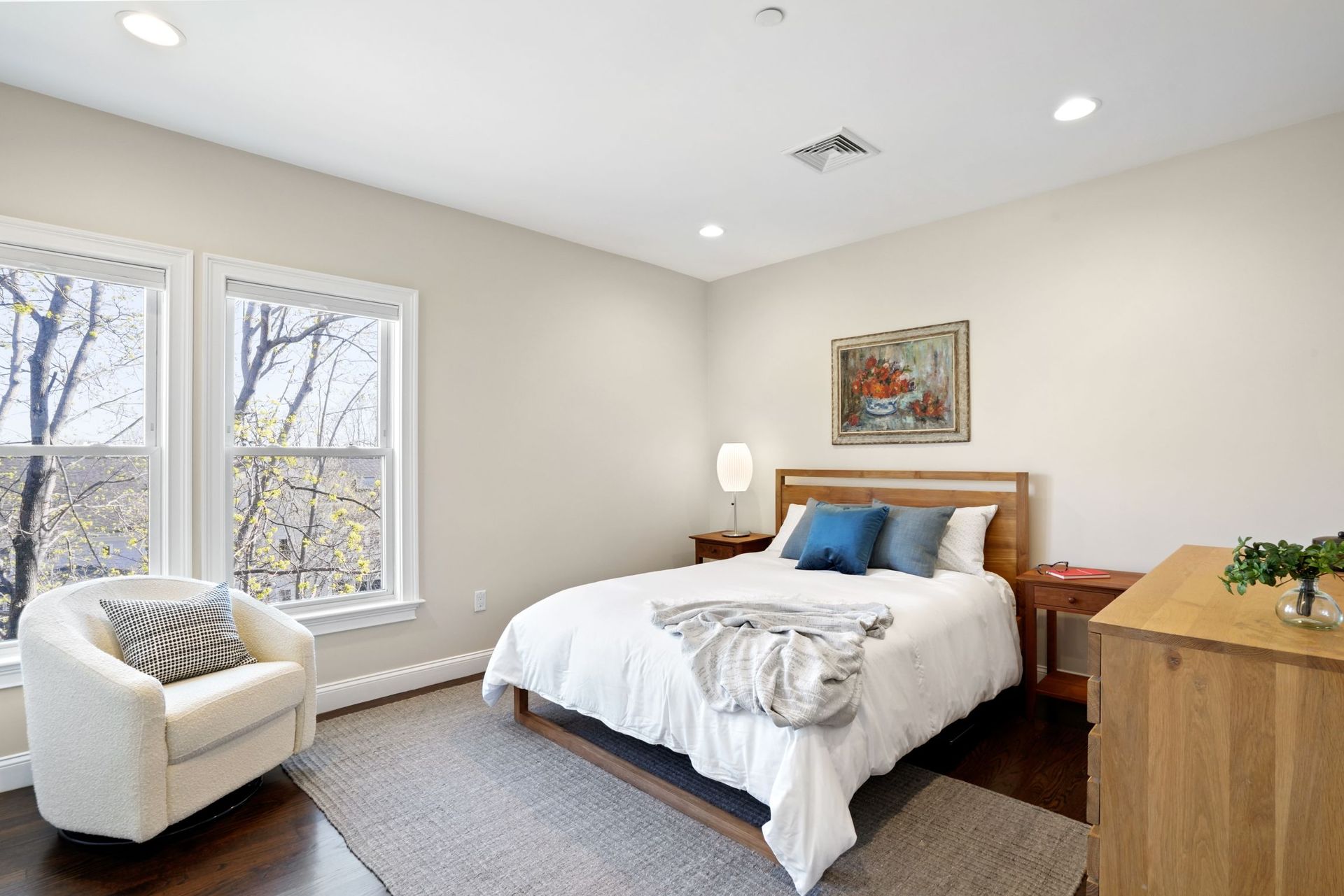 interior photo of 2nd bedroom and view