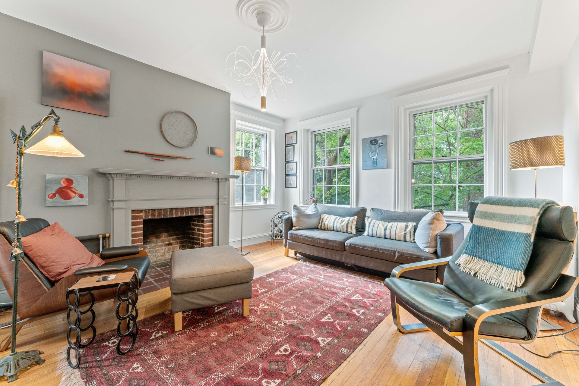 Living room with fireplace