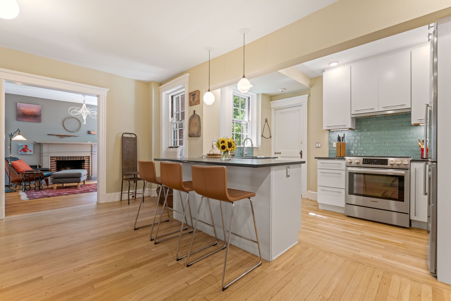 Kitchen and island bar