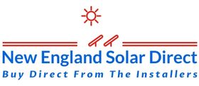 New England Solar Direct logo with red sun and blue text, “Buy Direct From The Installers” tagline