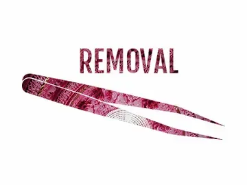 A pair of tweezers with the word removal written on it.