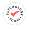 Psychology Today logo: black text with red dot in a white circle on a square orange background