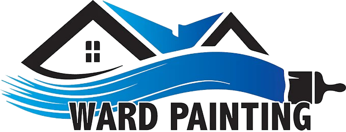 Ward Painting logo with blue house roof and black text on white background