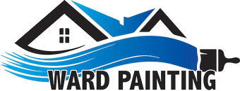 Ward Painting logo with blue house roof and black text on white background