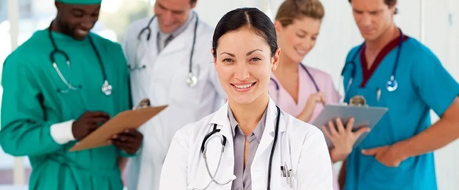 A group of healthcare professionals are standing together