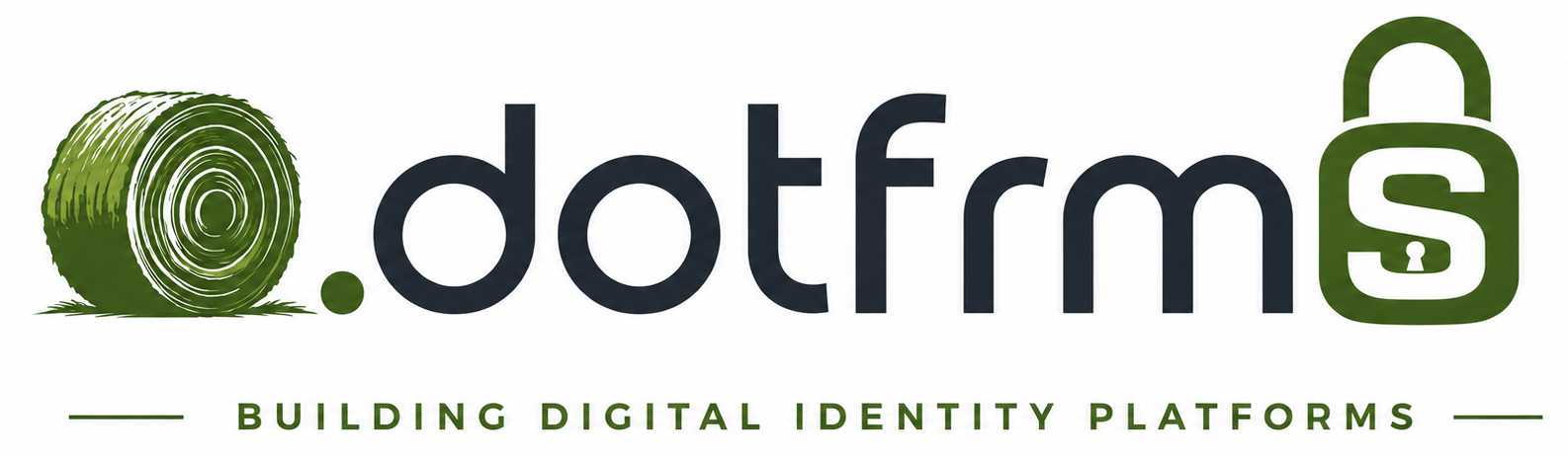 .dotfms logo with green text and icon, tagline “Building Digital Identity Platforms”