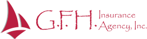 G.F.H. Insurance Agency, Inc. logo in red with a stylized sail icon on a white background