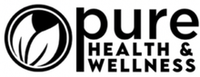 Pure Health & Wellness logo in black and white with circular leaf icon