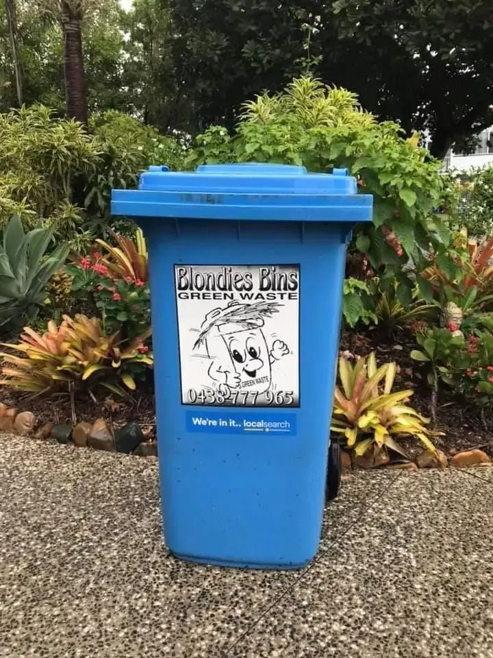 Blue Blondies Bins Green Waste Recycling Bin — Blondies Bins in Andergrove, QLD