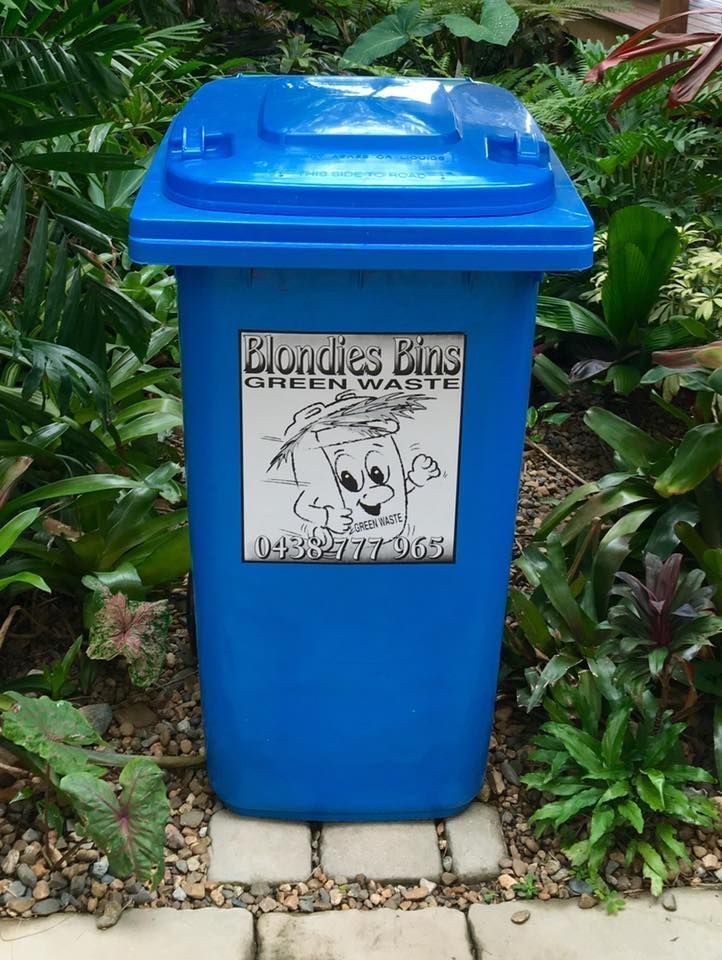 Blue Trash Bin With Blondie's Bins Logo — Blondies Bins in Beaconsfield, QLD