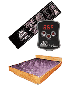 A bed with a mattress and a remote that says 86f